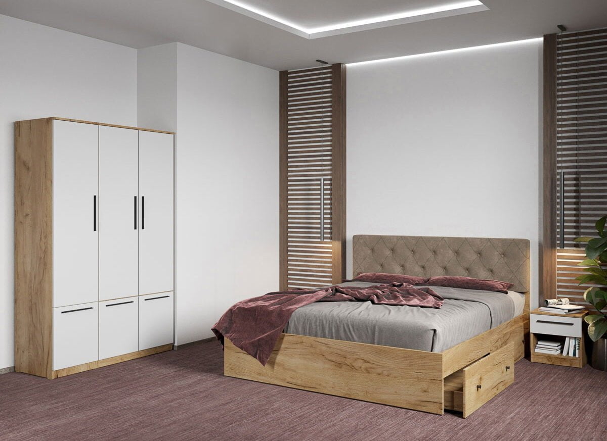 Set dormitor complet Stejar Auriu - Madrid - C65