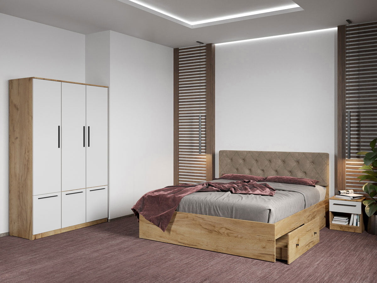 Set dormitor complet Stejar Auriu - Madrid - C65