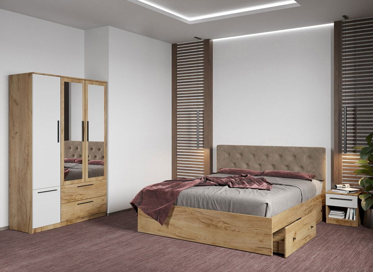 Set dormitor complet Stejar Auriu - Madrid - C67