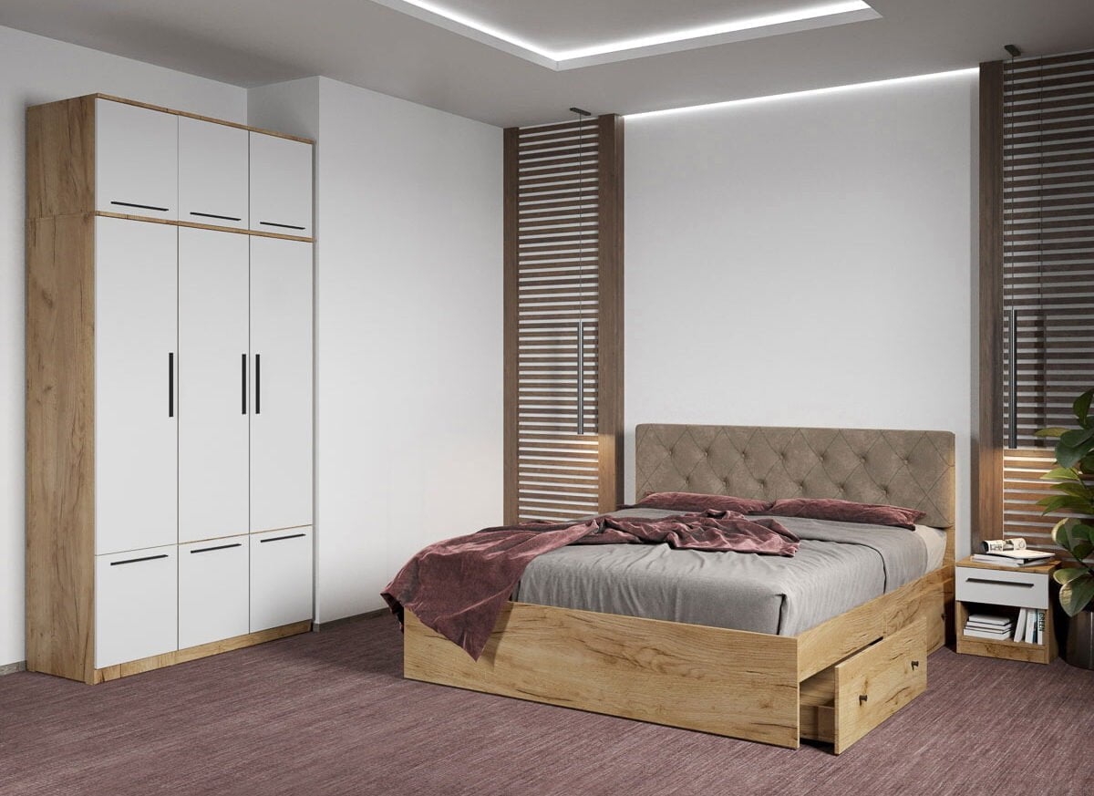 Set dormitor complet Stejar Auriu - Madrid - C69
