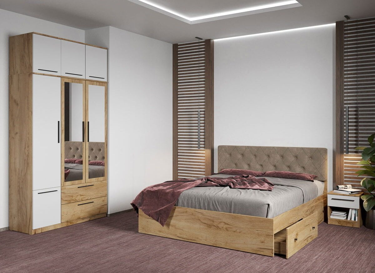 Set dormitor complet Stejar Auriu - Madrid - C71