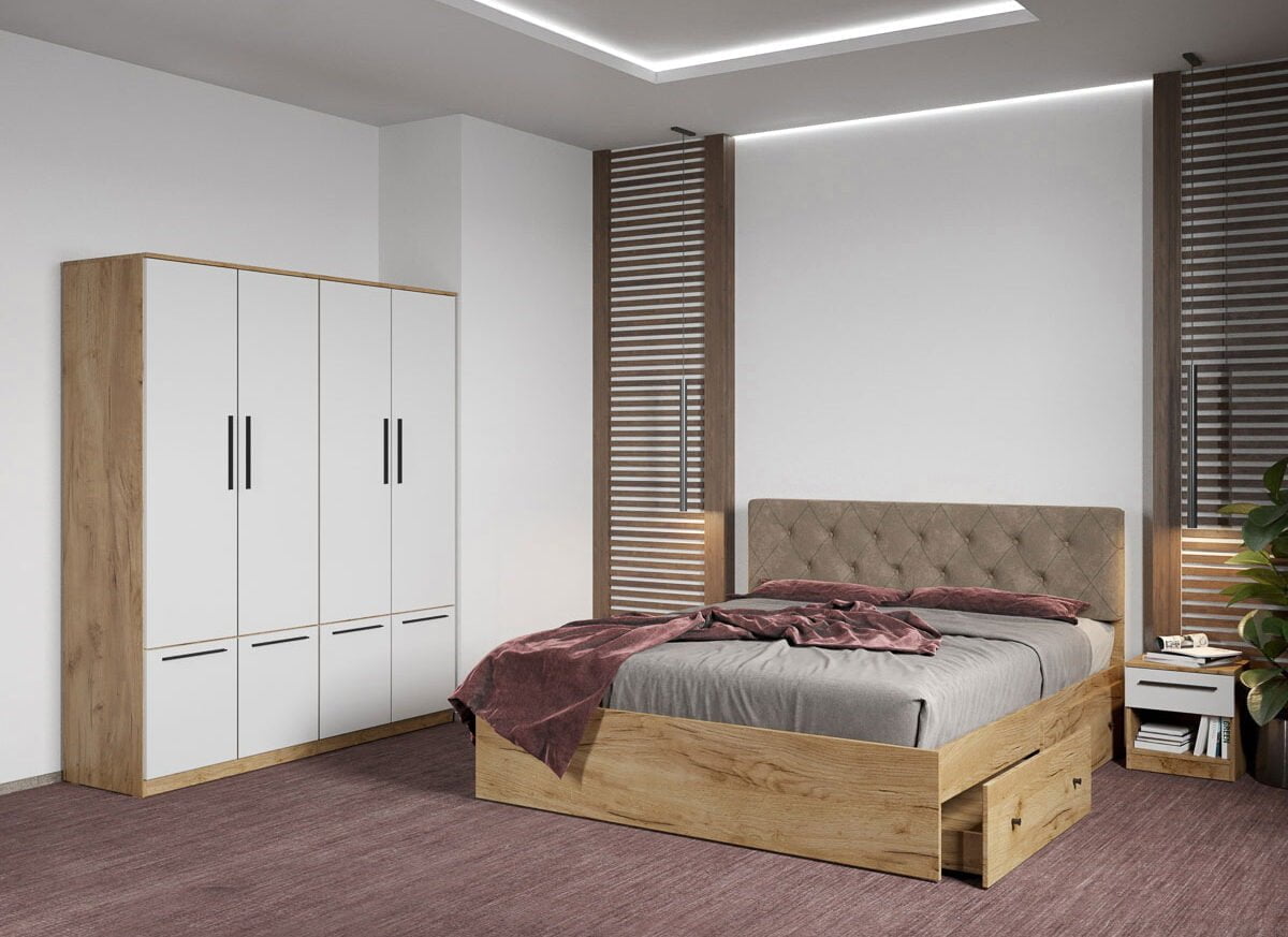 Set dormitor complet Stejar Auriu - Madrid - C73