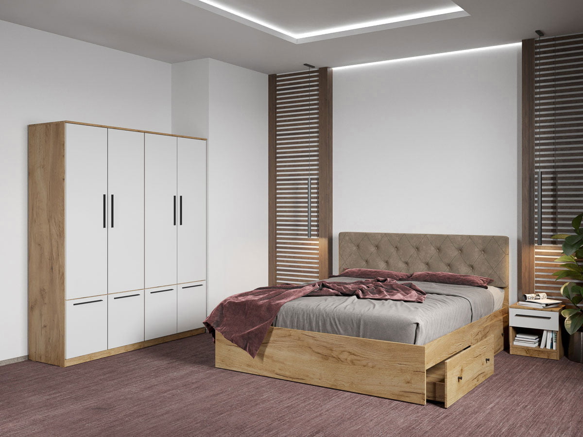 Set dormitor complet Stejar Auriu - Madrid - C73