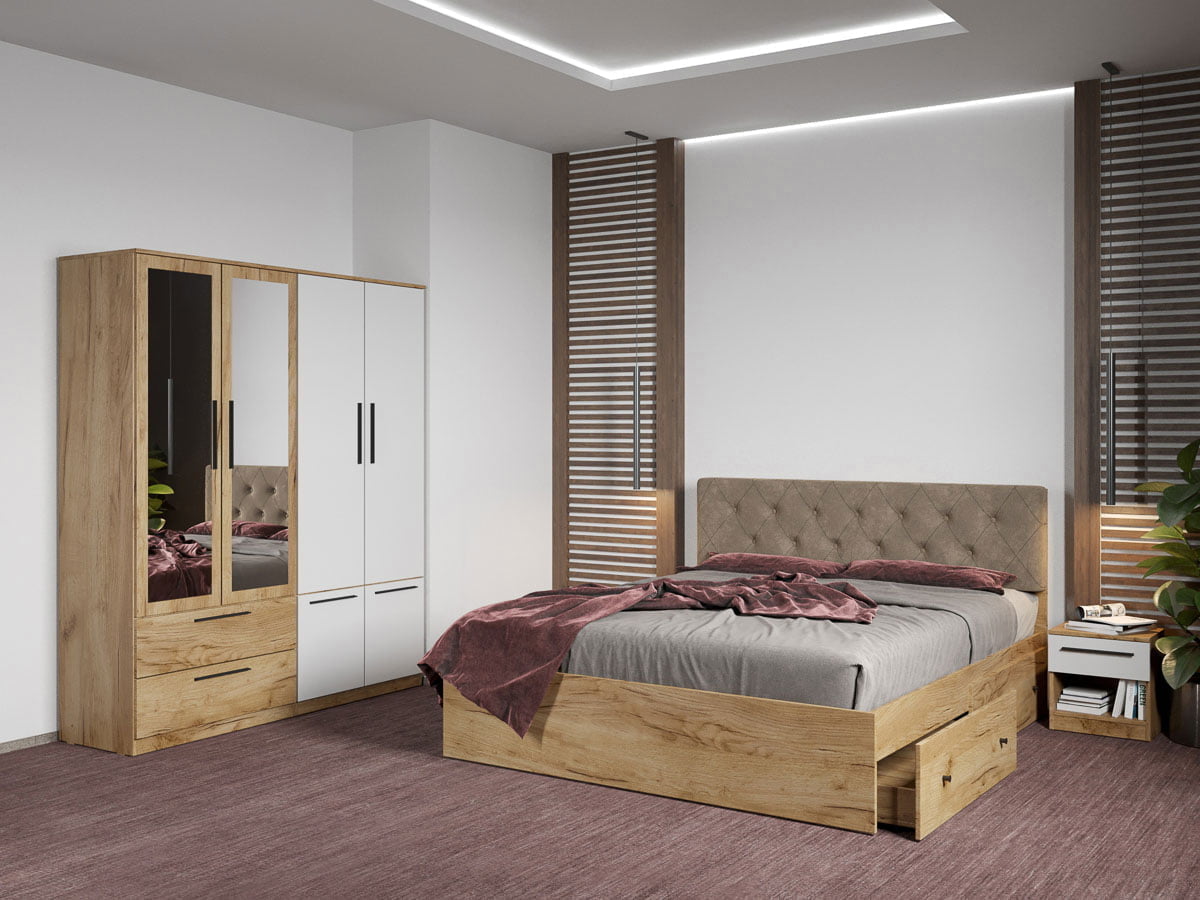 Set dormitor complet Stejar Auriu - Madrid - C75