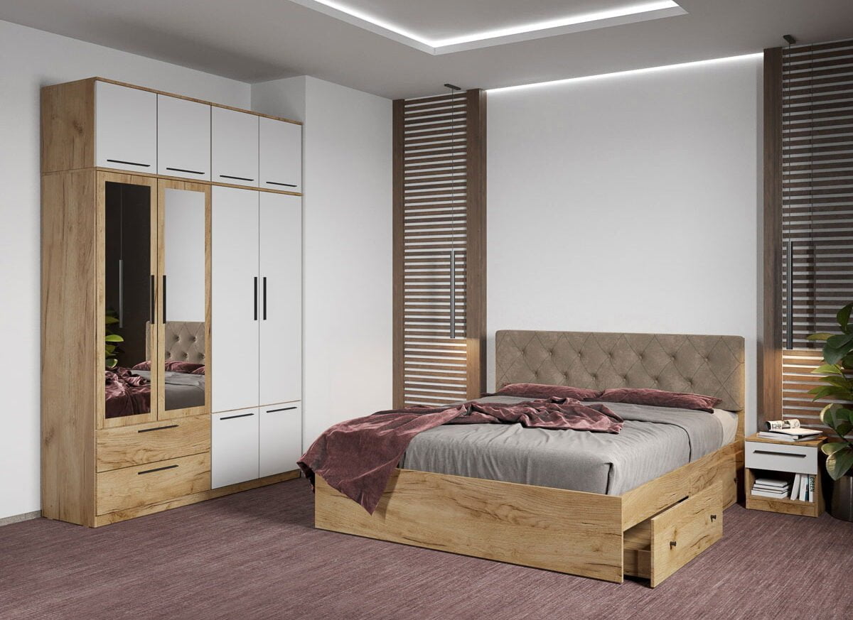 Set dormitor complet Stejar Auriu - Madrid - C79