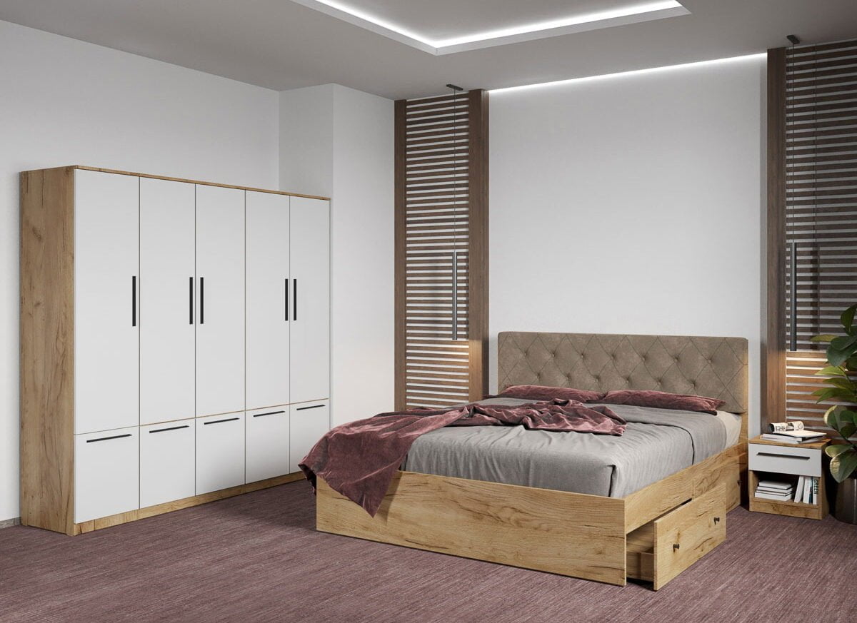 Set dormitor complet Stejar Auriu - Madrid - C81