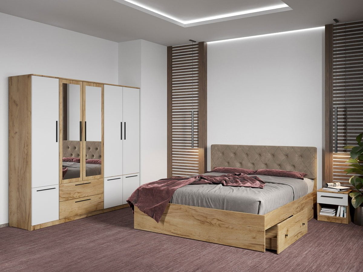Set dormitor complet Stejar Auriu - Madrid - C83