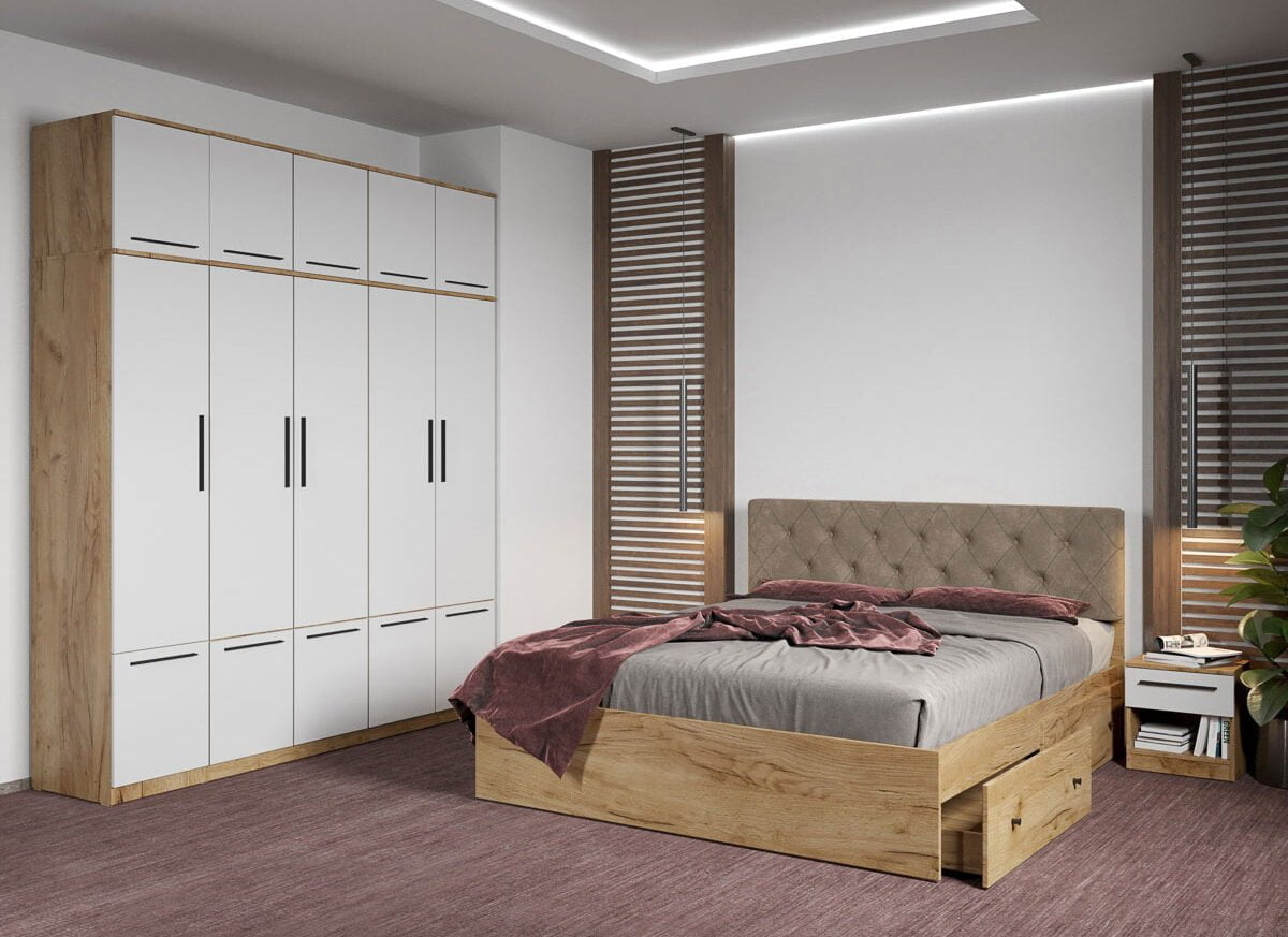 Set dormitor complet Stejar Auriu - Madrid - C85