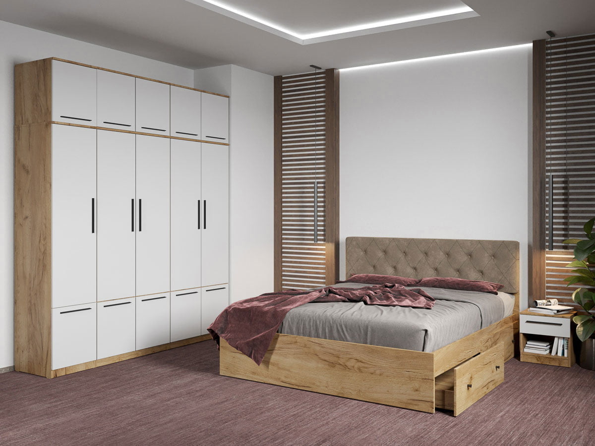 Set dormitor complet Stejar Auriu - Madrid - C85