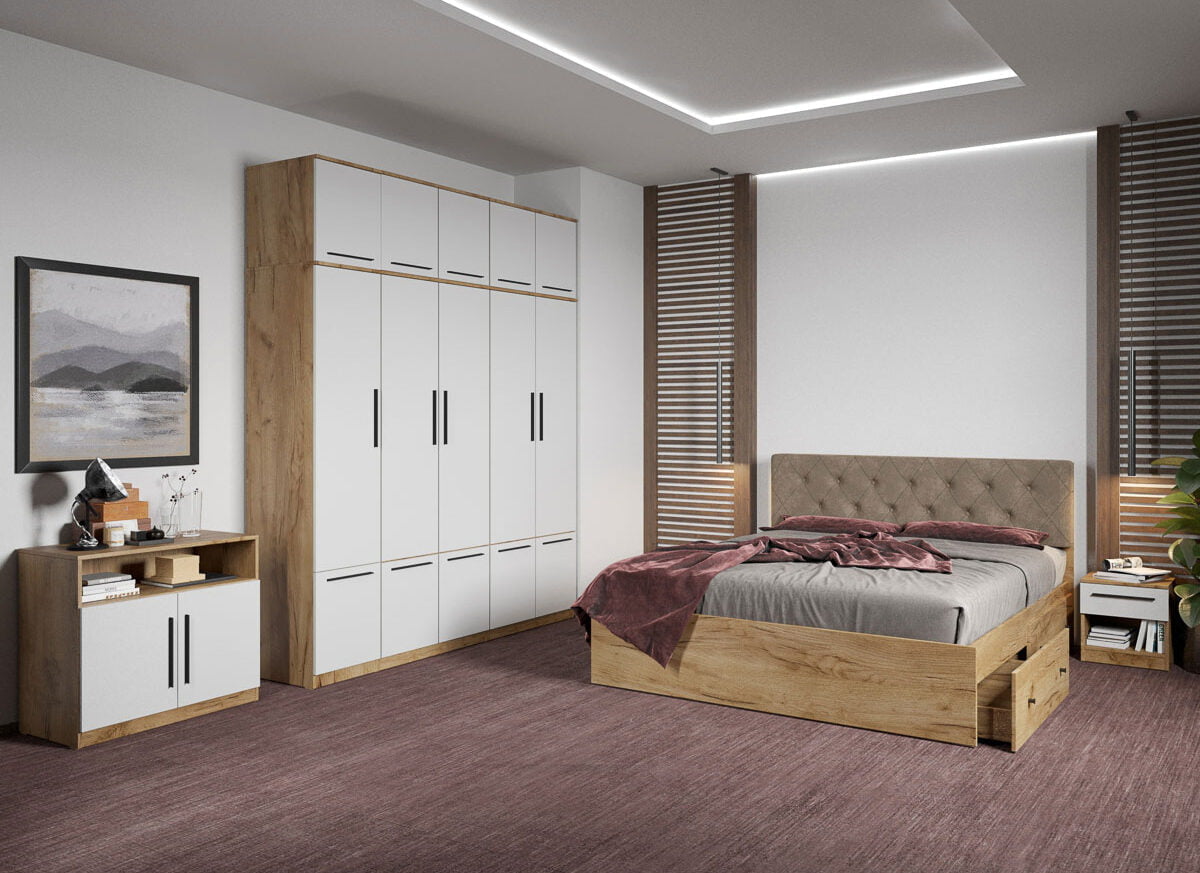 Set dormitor complet Stejar Auriu - Madrid - C86
