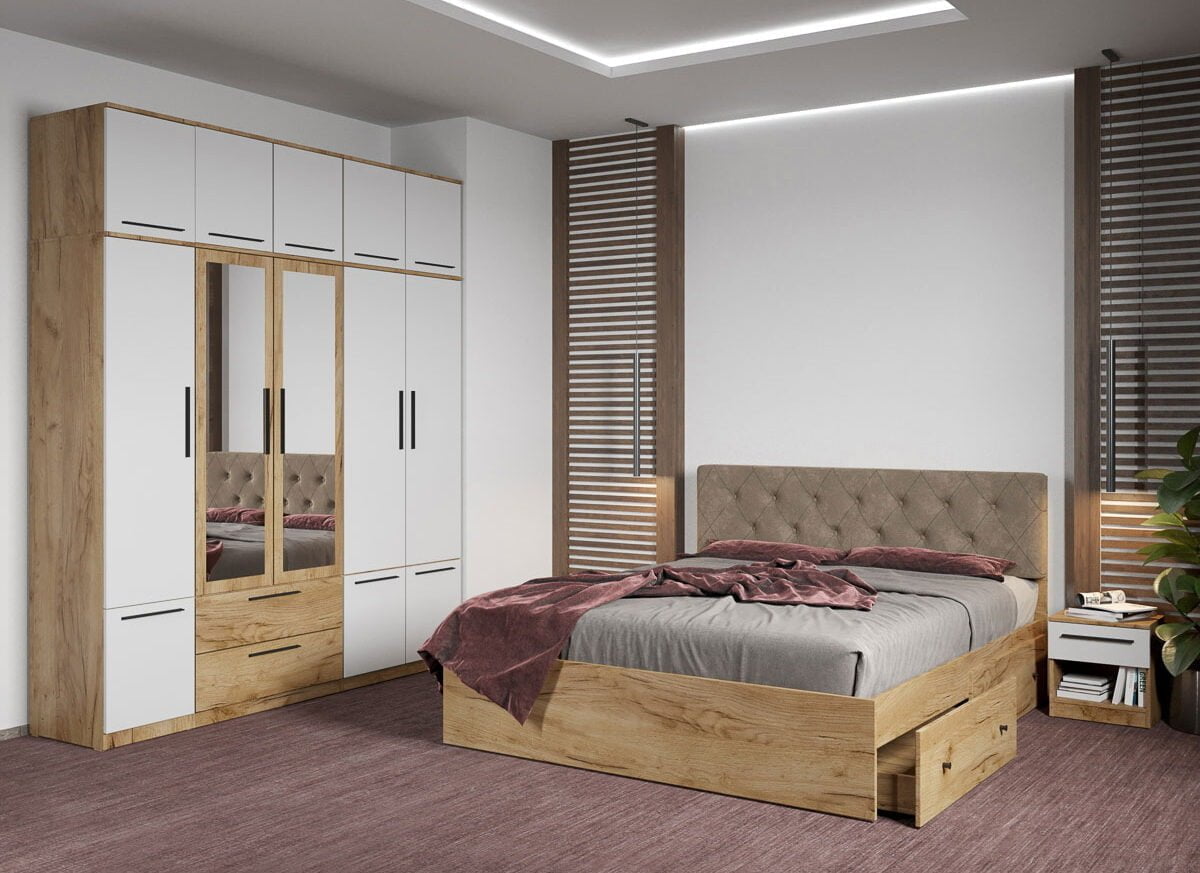 Set dormitor complet Stejar Auriu - Madrid - C87