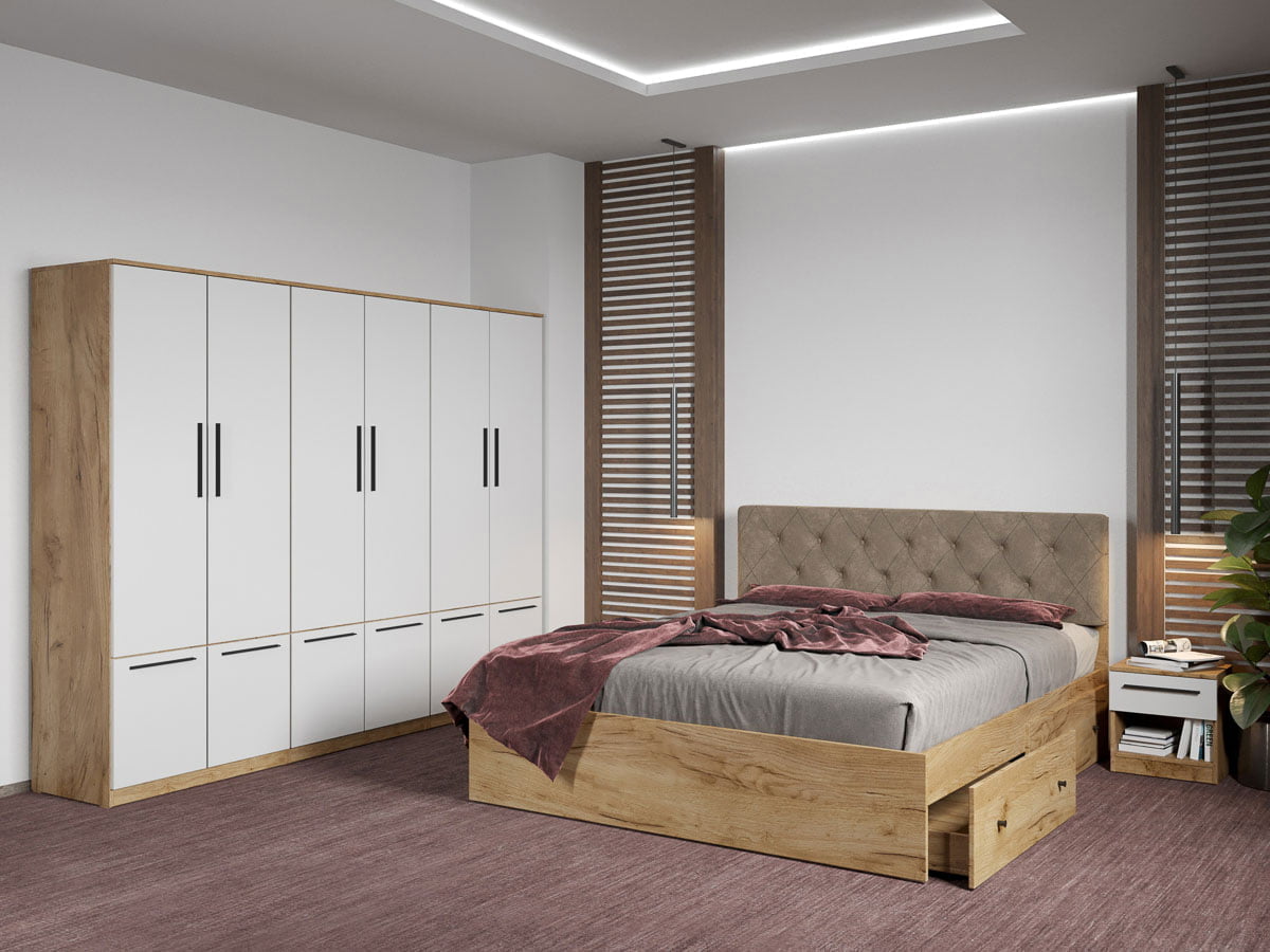 Set dormitor complet Stejar Auriu - Madrid - C89