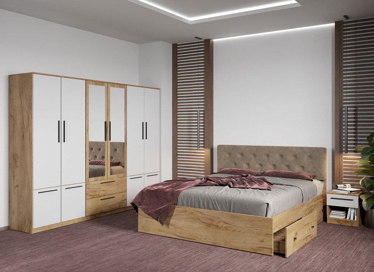 Set dormitor complet Stejar Auriu - Madrid - C93
