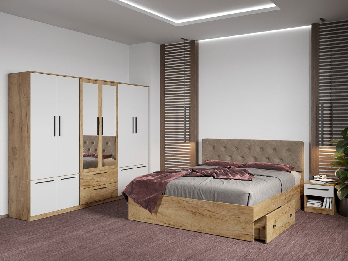 Set dormitor complet Stejar Auriu - Madrid - C93