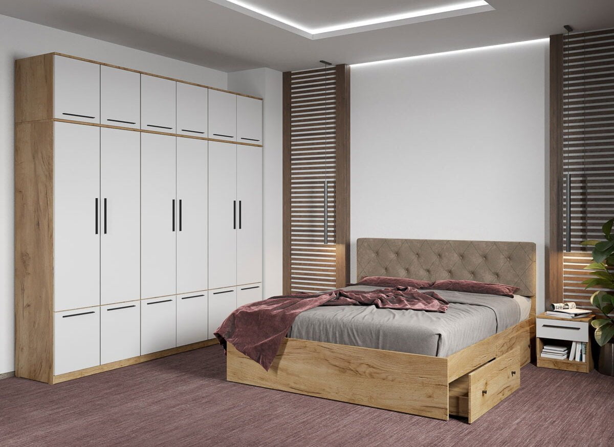 Set dormitor complet Stejar Auriu - Madrid - C91