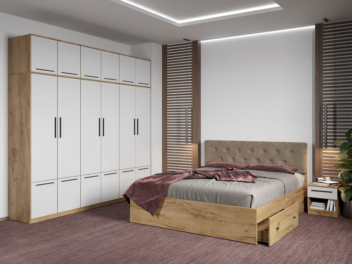 Set dormitor complet Stejar Auriu - Madrid - C91