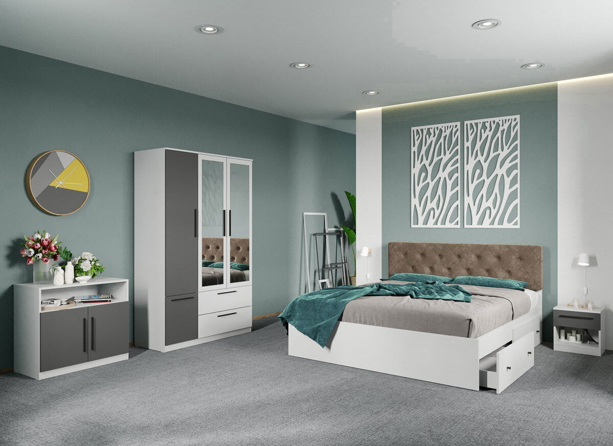 Set dormitor complet Gri - Madrid - C100