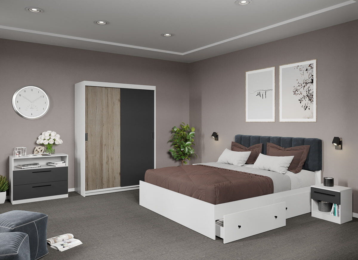 Set dormitor complet Gri+San Remo - Karin - C24