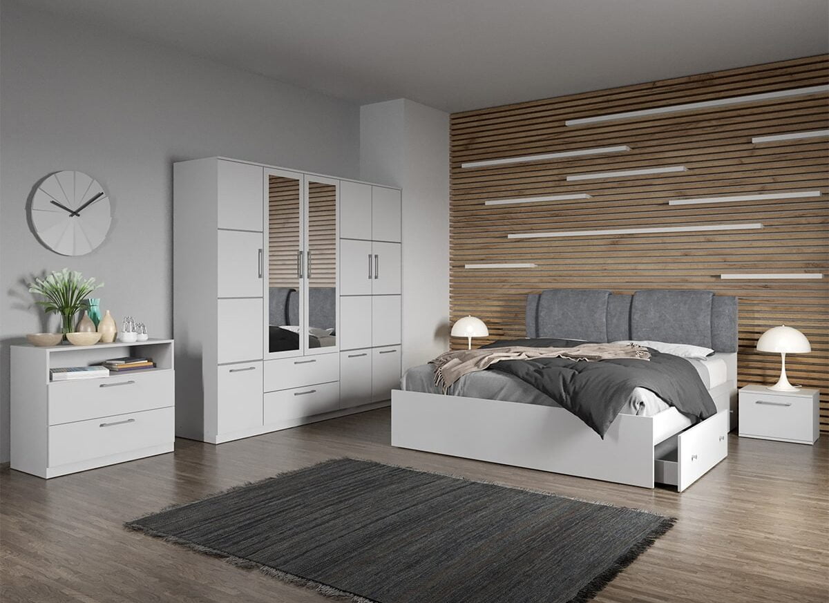 Set dormitor complet Alb cu comodă- Acapulco - C12