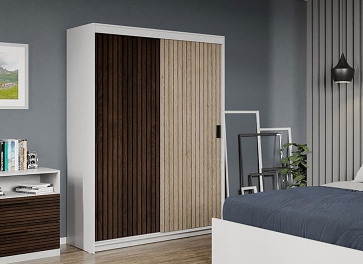 Dressing/Dulap dormitor Stejar Inchis cu Stejar Natur 138 - Line