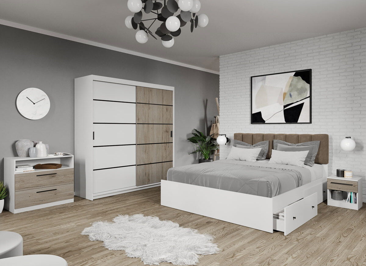 Set dormitor complet San Remo cu Alb - Eclipse - C12