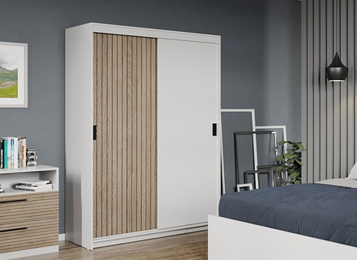 Dressing/Dulap dormitor Stejar Natur cu Alb 138 - Line