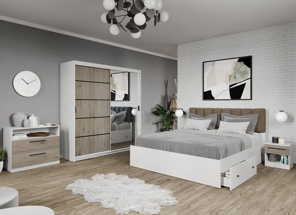 Set dormitor complet San Remo cu Oglinda - Eclipse - C13