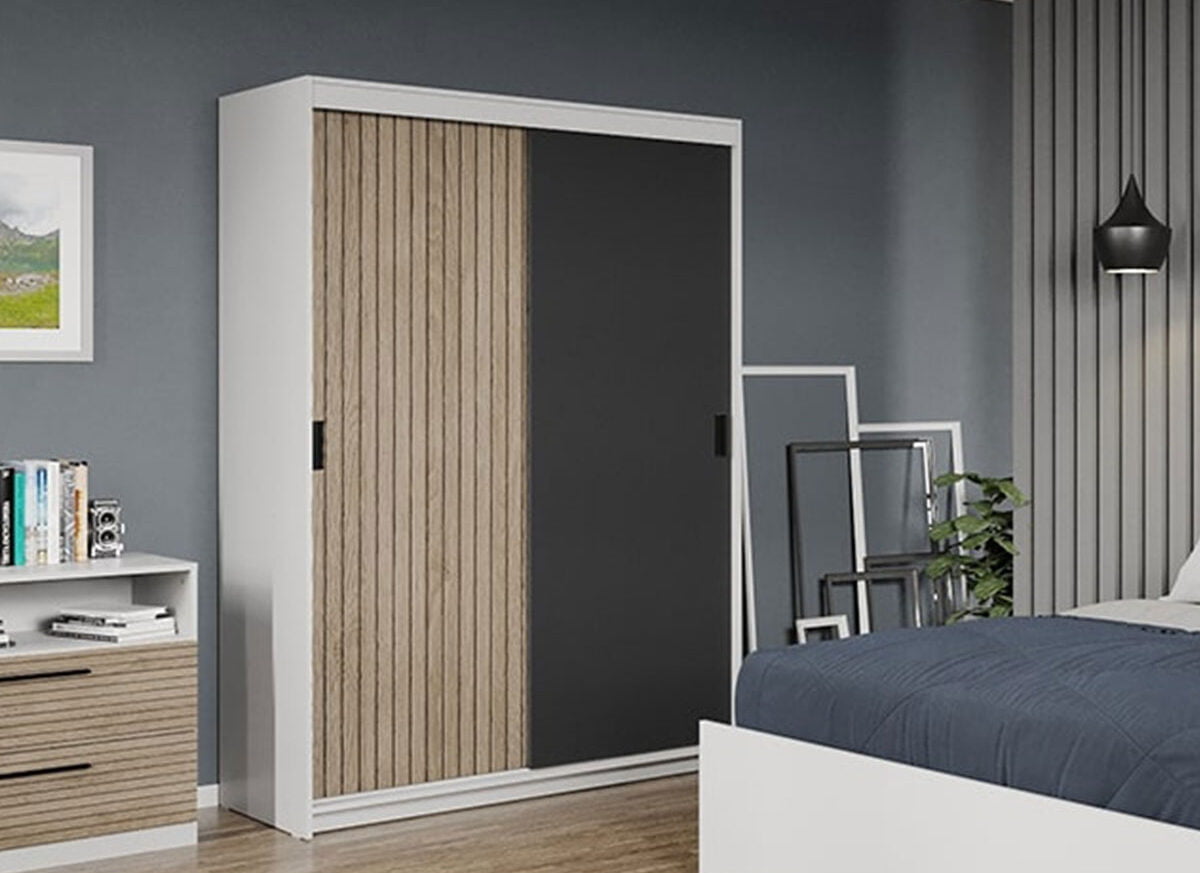 Dressing/Dulap dormitor Stejar Natur cu Gri 138 - Line