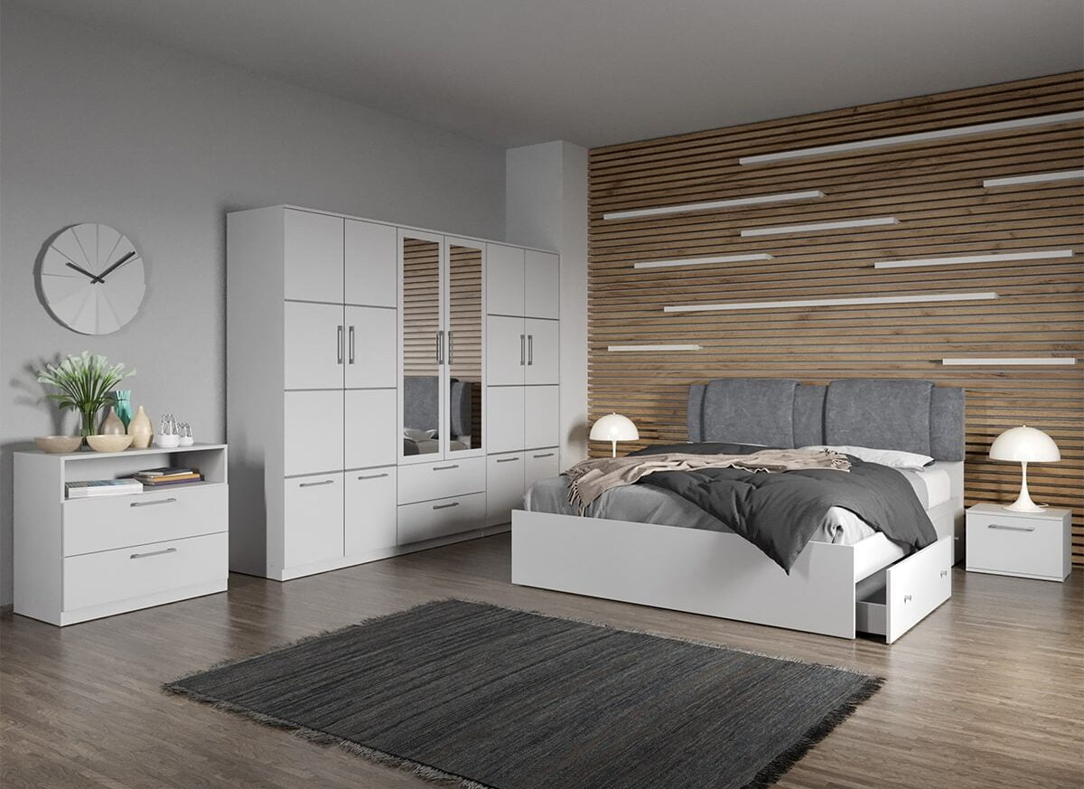 Set dormitor complet Alb cu comoda - Acapulco - C16