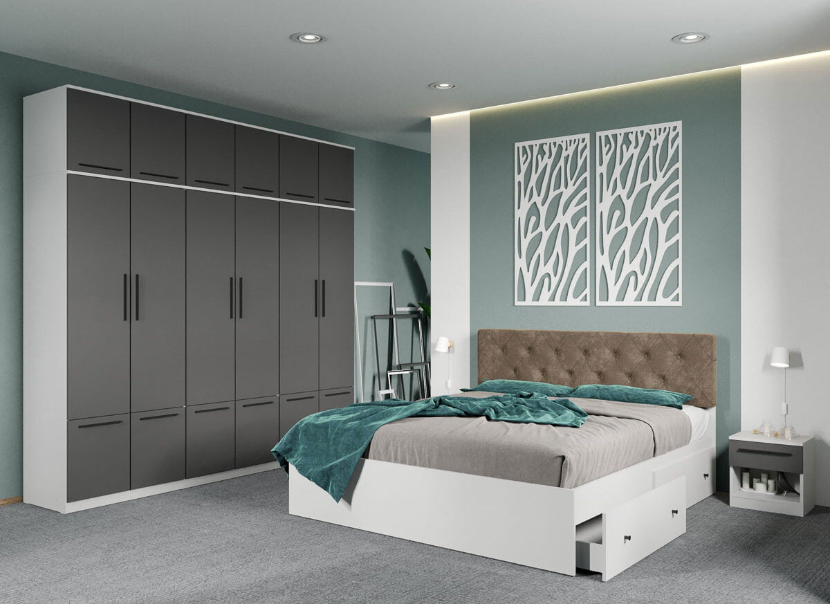 Set dormitor complet Alb-Gri - Madrid - C125