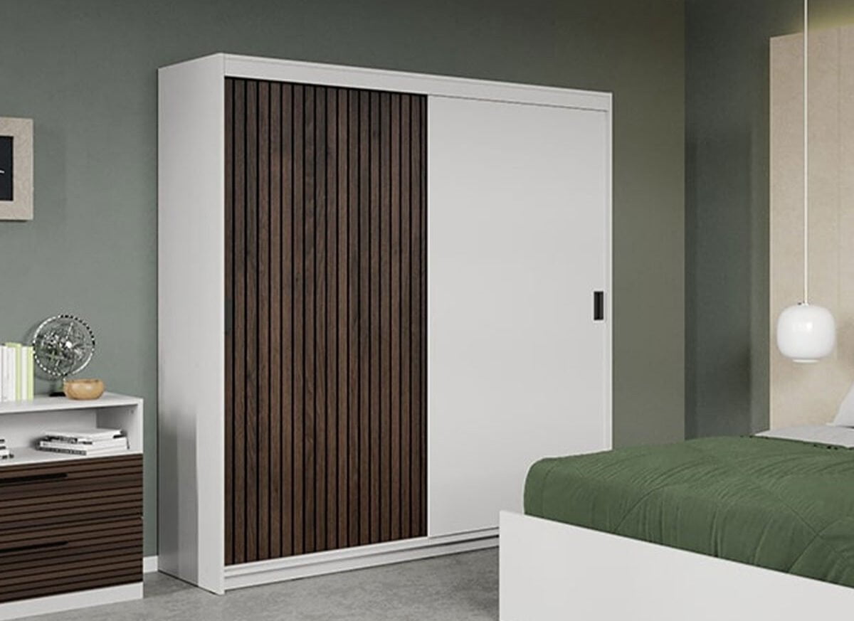 Dressing/Dulap dormitor Stejar Inchis cu Alb 184 - Line