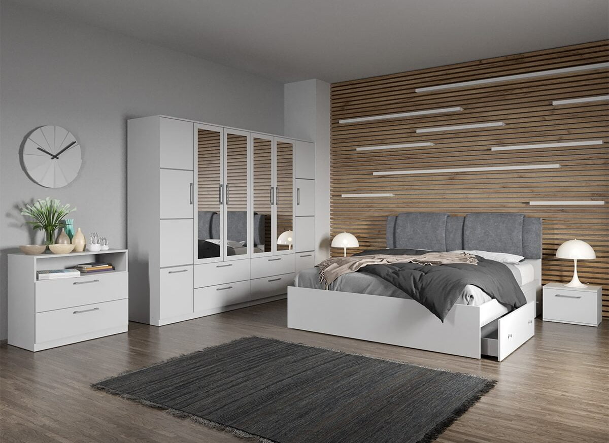 Set dormitor complet Alb cu comoda - Acapulco - C20