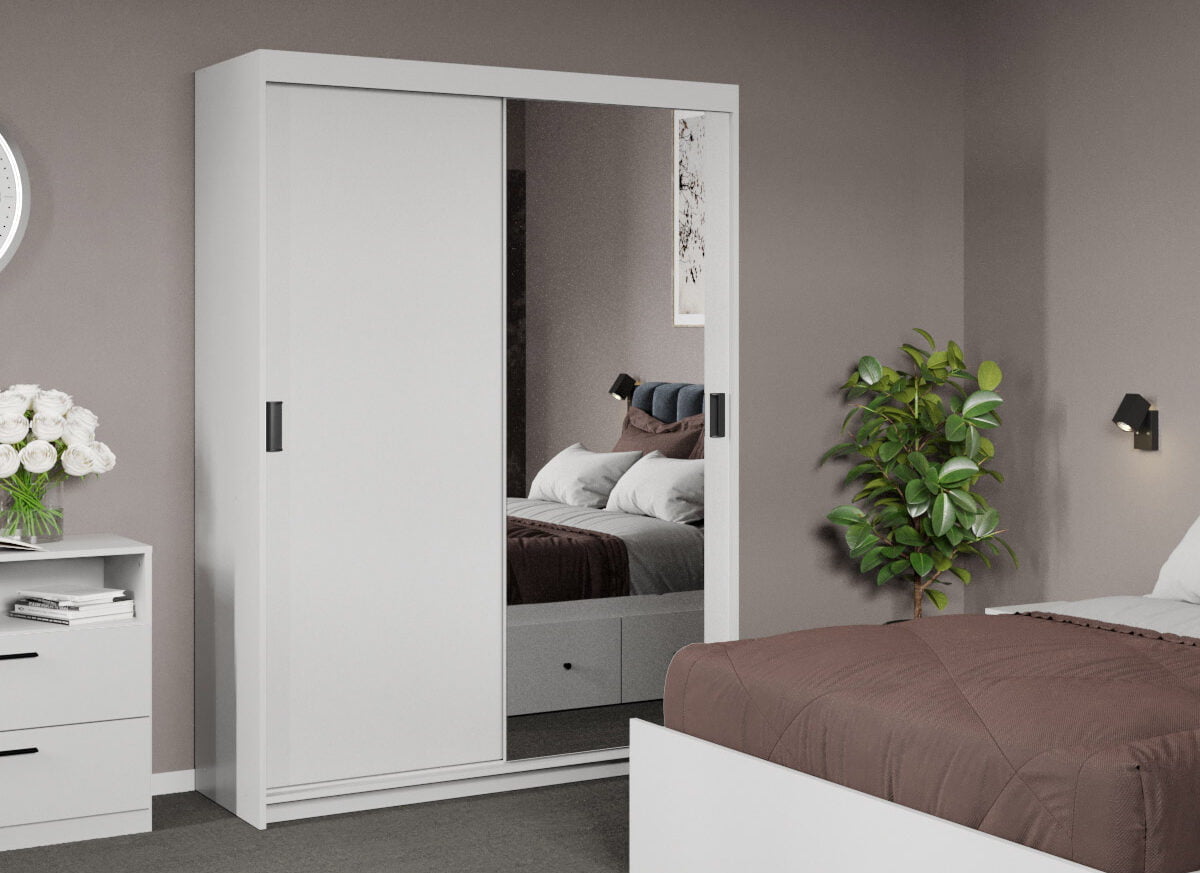 Dressing / Dulap dormitor Alb cu Oglinda 138 - Karin