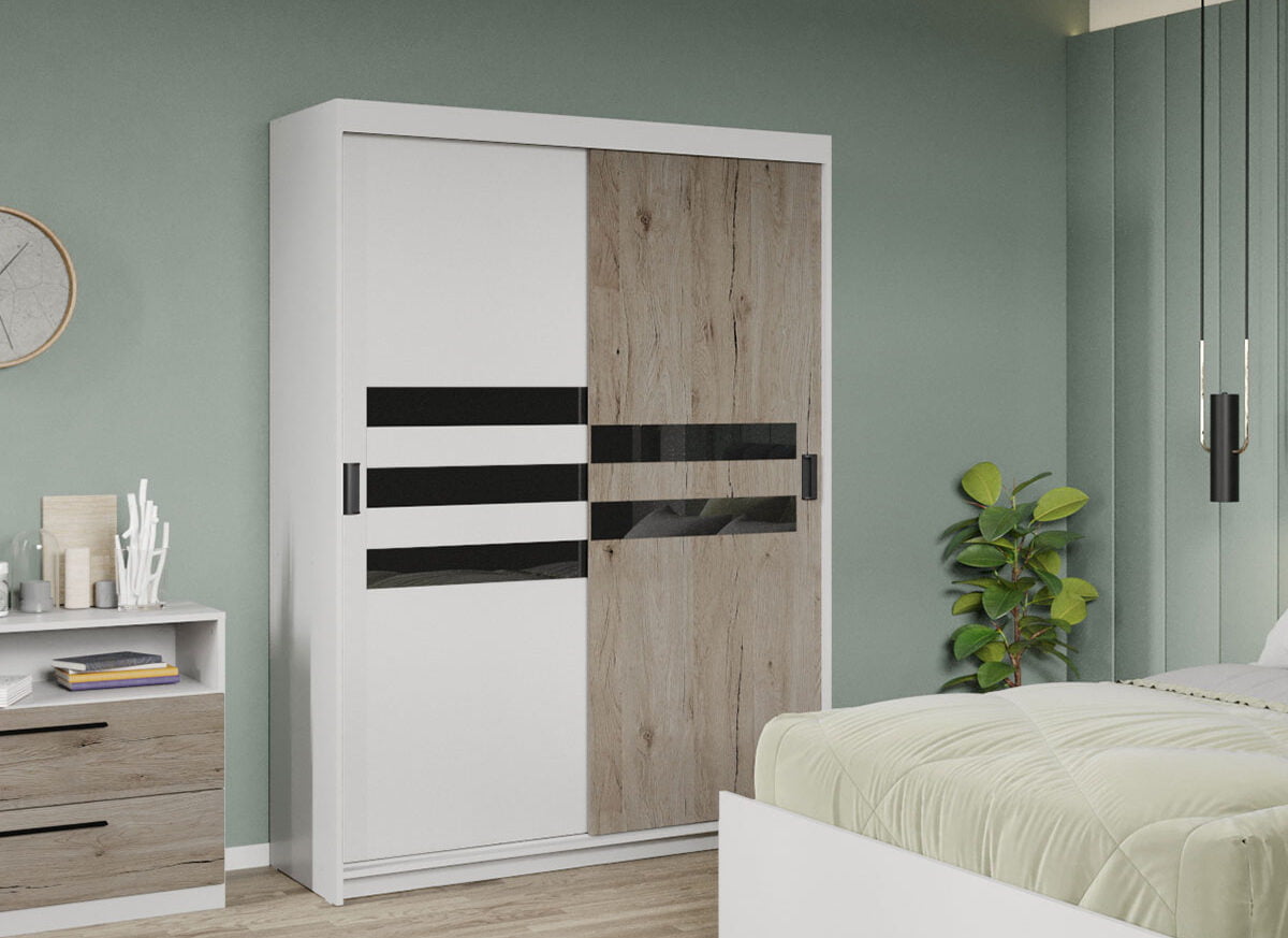 Dressing / Dulap dormitor Alb+San Remo 138 - Glass