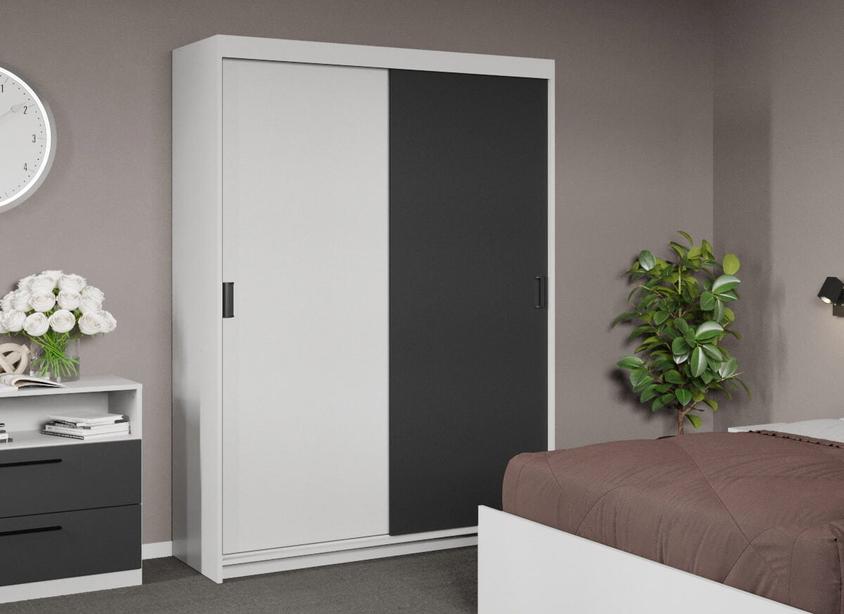 Dressing / Dulap dormitor Gri cu Alb 138 - Karin