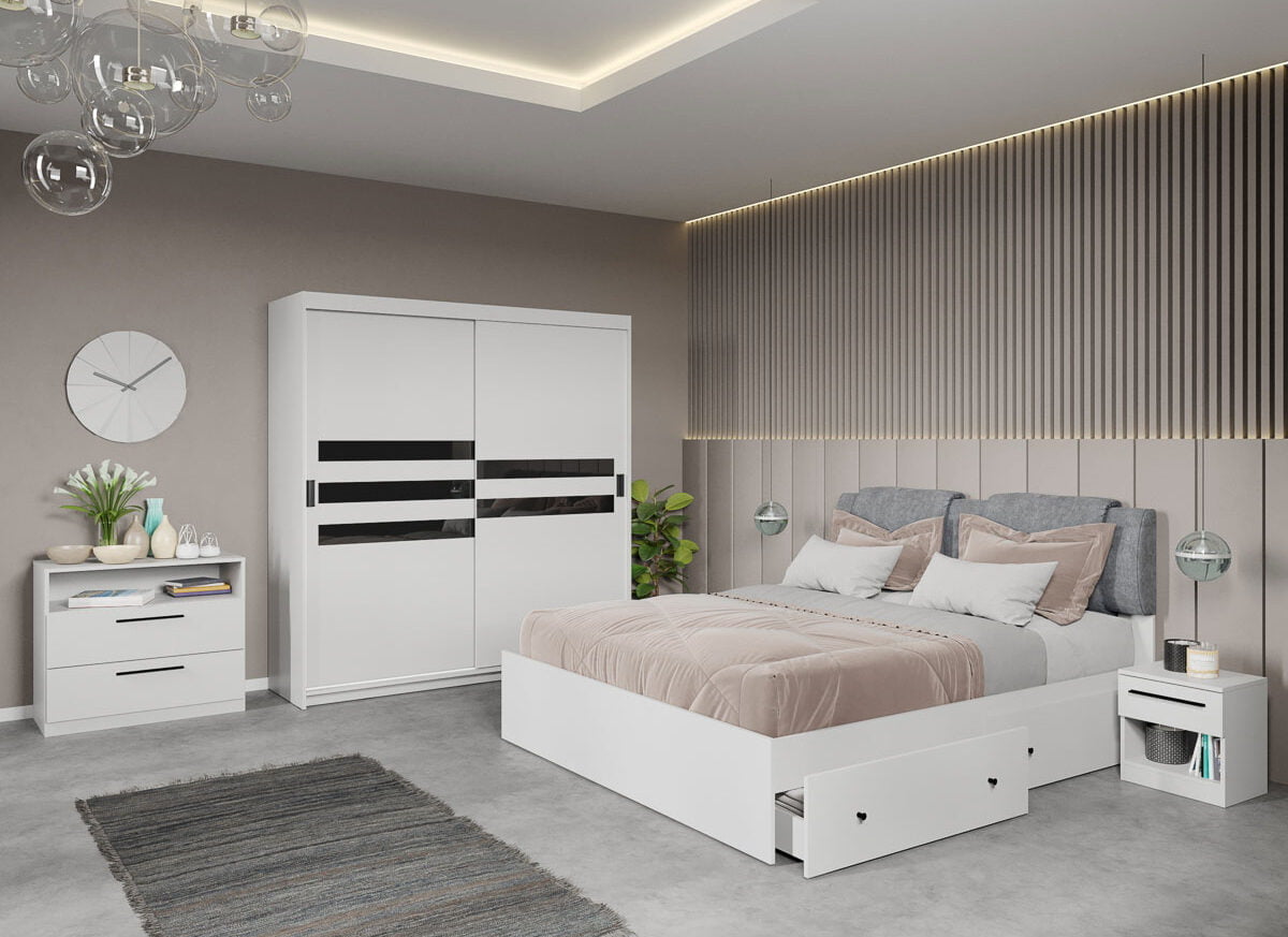 Set dormitor complet Alb - Glass - C4