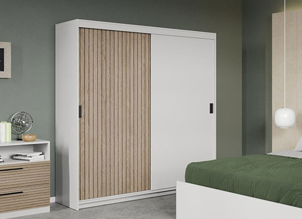 Dressing/Dulap dormitor Stejar Natur cu Alb 184 - Line