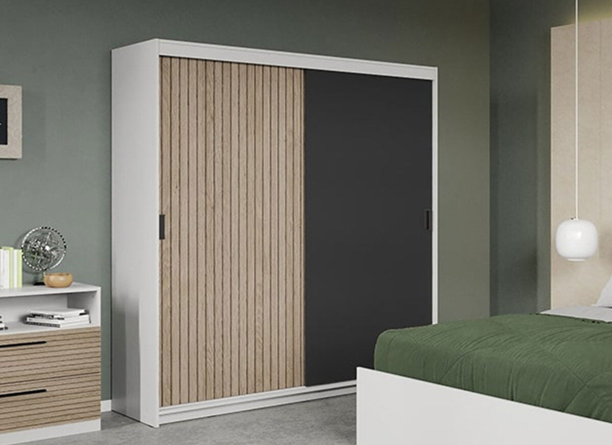 Dressing/Dulap dormitor Stejar Natur cu Gri 184 - Line