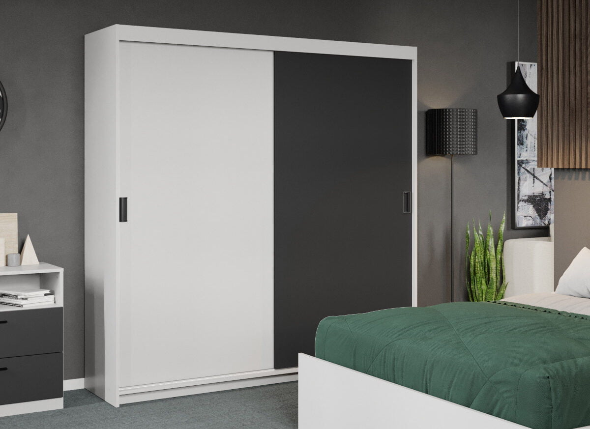 Dressing / Dulap dormitor Gri cu Alb 184 - Karin