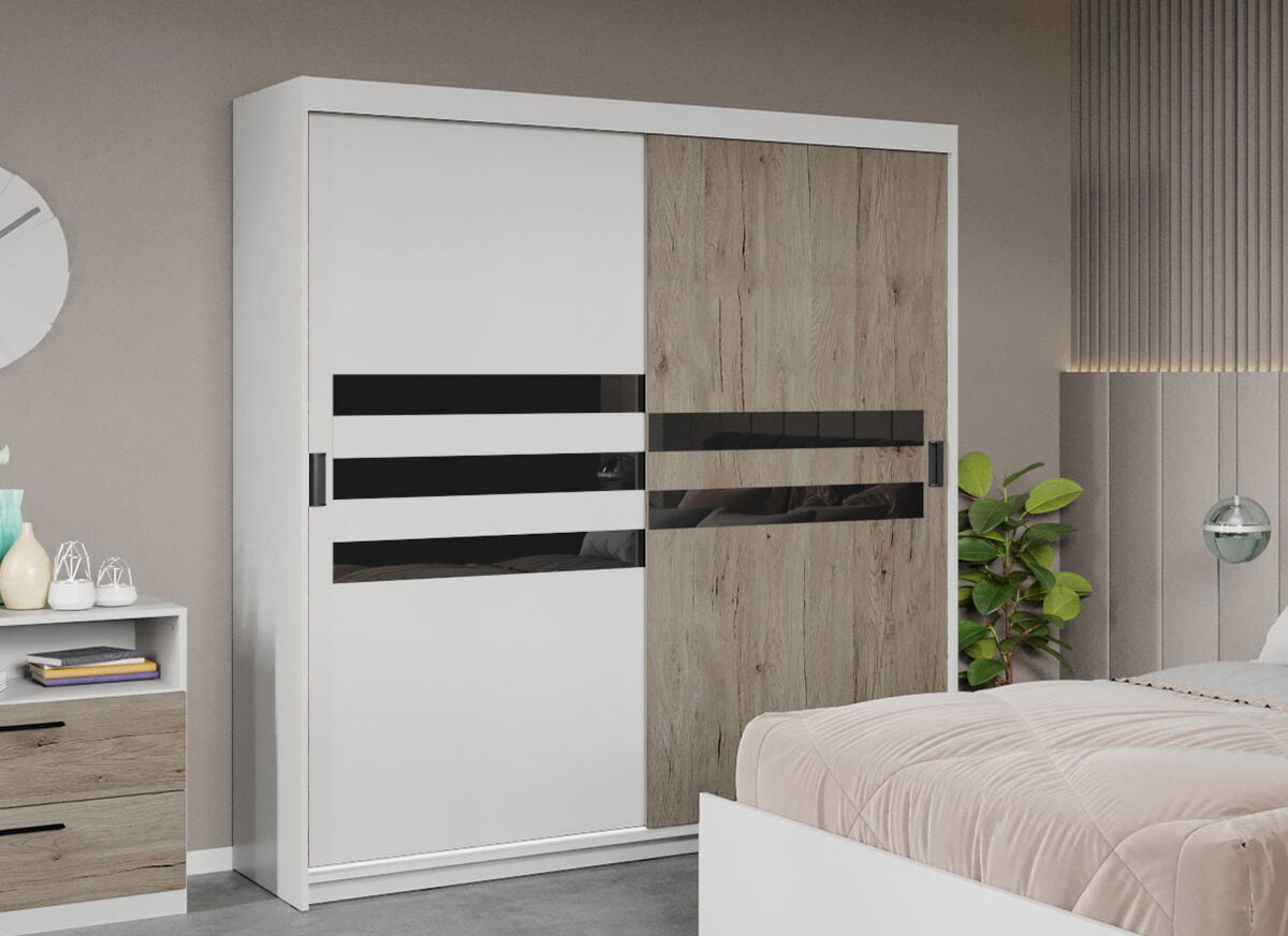 Dressing / Dulap dormitor Alb+San Remo 184 - Glass