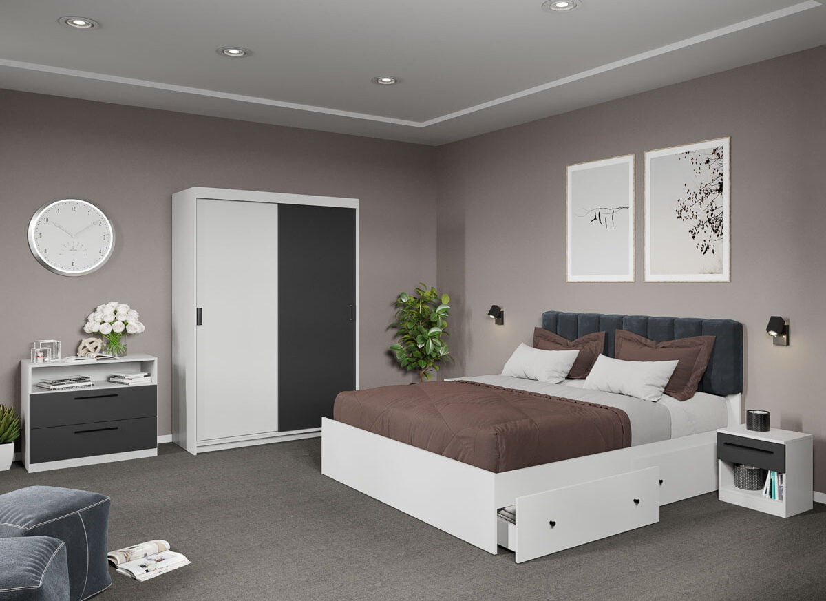 Set dormitor complet Gri+Alb - Karin - C23