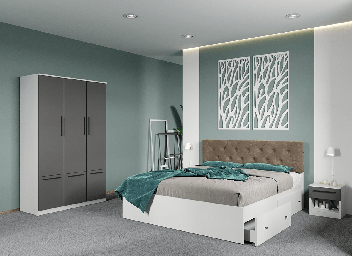 Set dormitor complet Alb-Gri - Madrid - C97