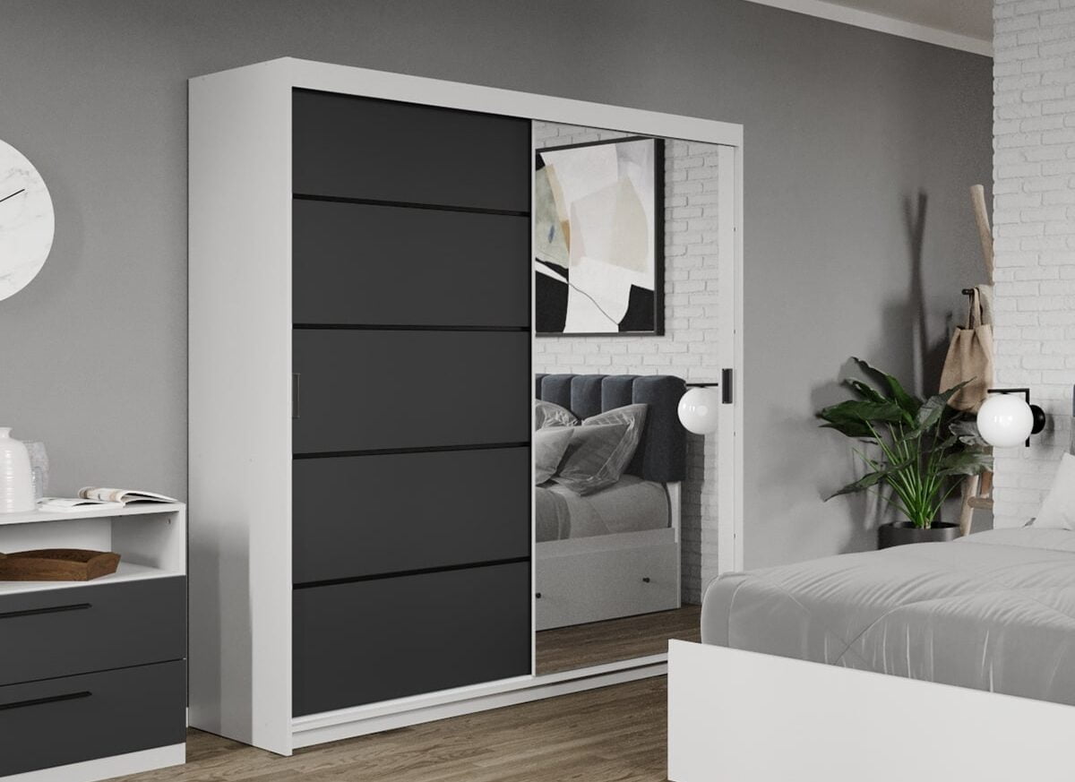 Dressing / Dulap dormitor Gri Antracit+Oglinda 184 - Elis