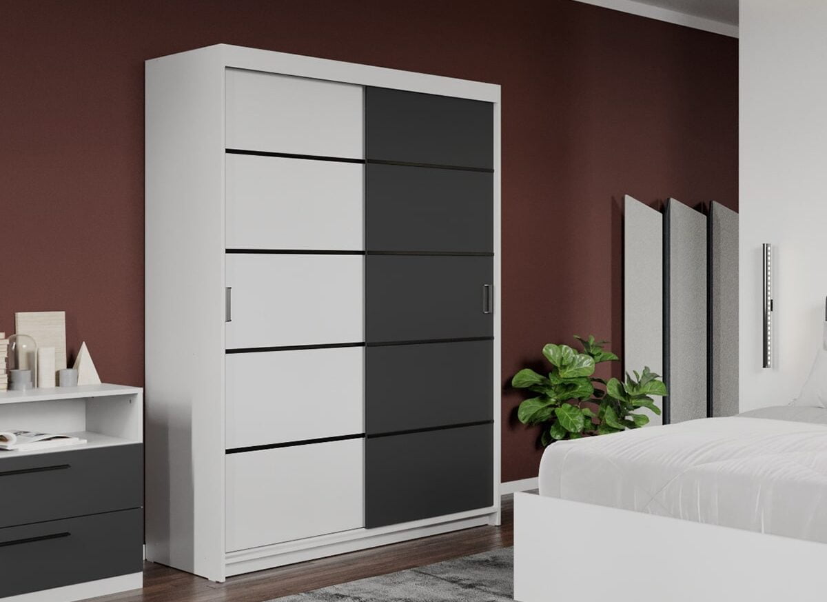 Dressing / Dulap dormitor Gri+Alb 138 - Elis
