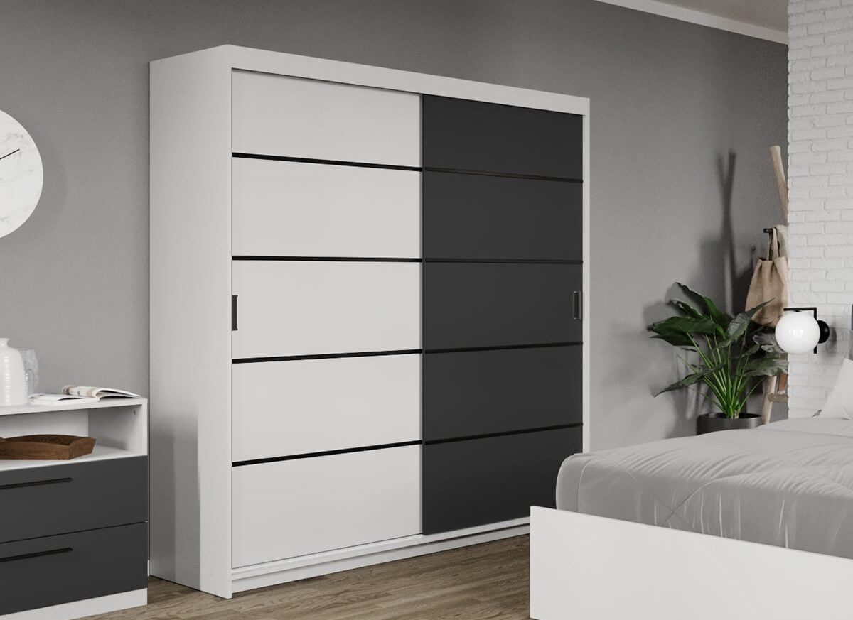 Dressing / Dulap dormitor Gri Antracit+Alb 184 - Elis