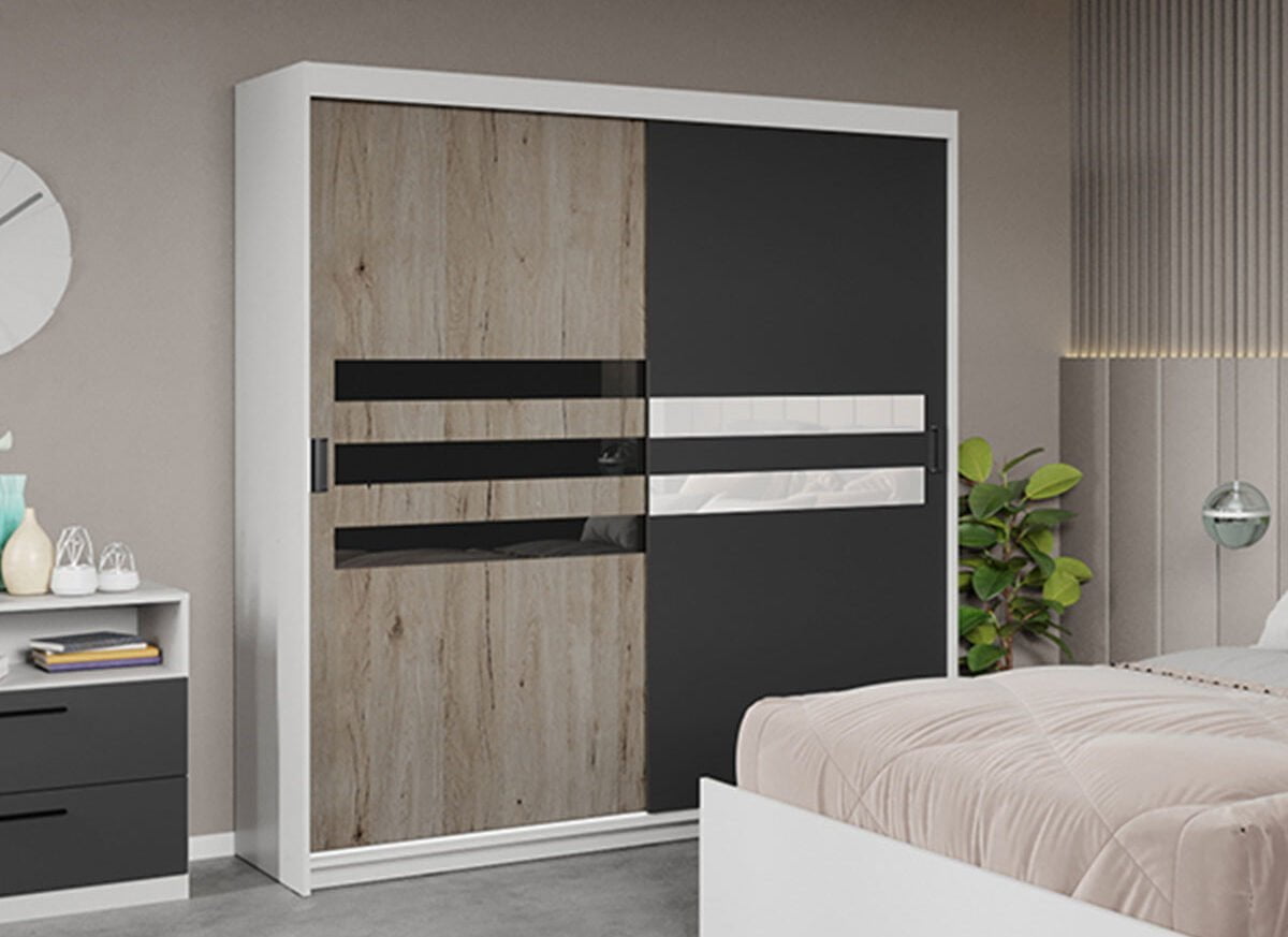 Dressing / Dulap dormitor Gri+San Remo 184 - Glass