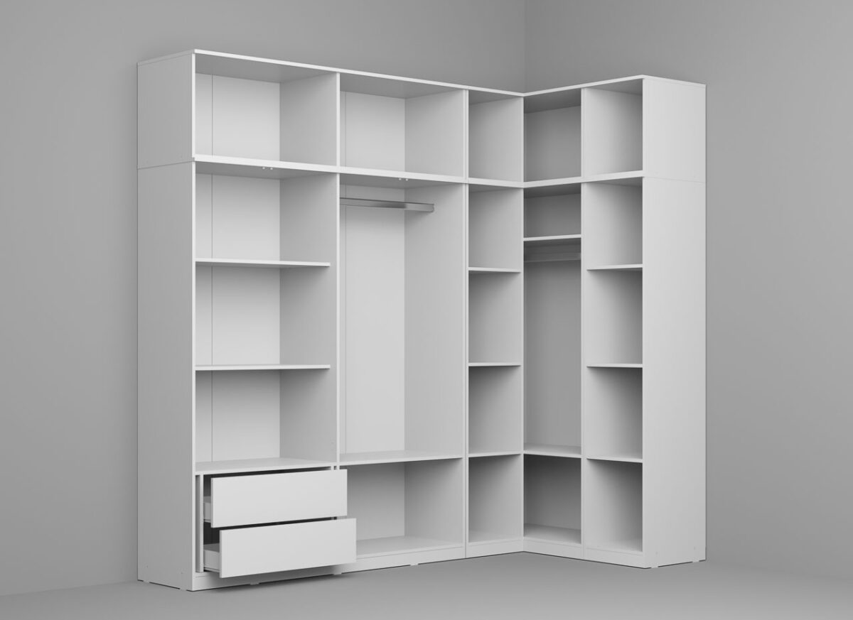 Dressing Dormitor pe colt Alb 251,2/130 cm - C33