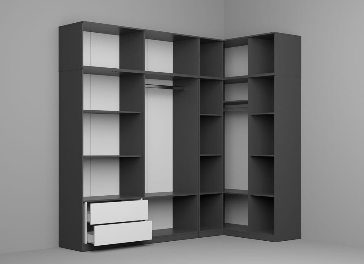 Dressing Dormitor pe colt Gri 251,2/130 cm - C33