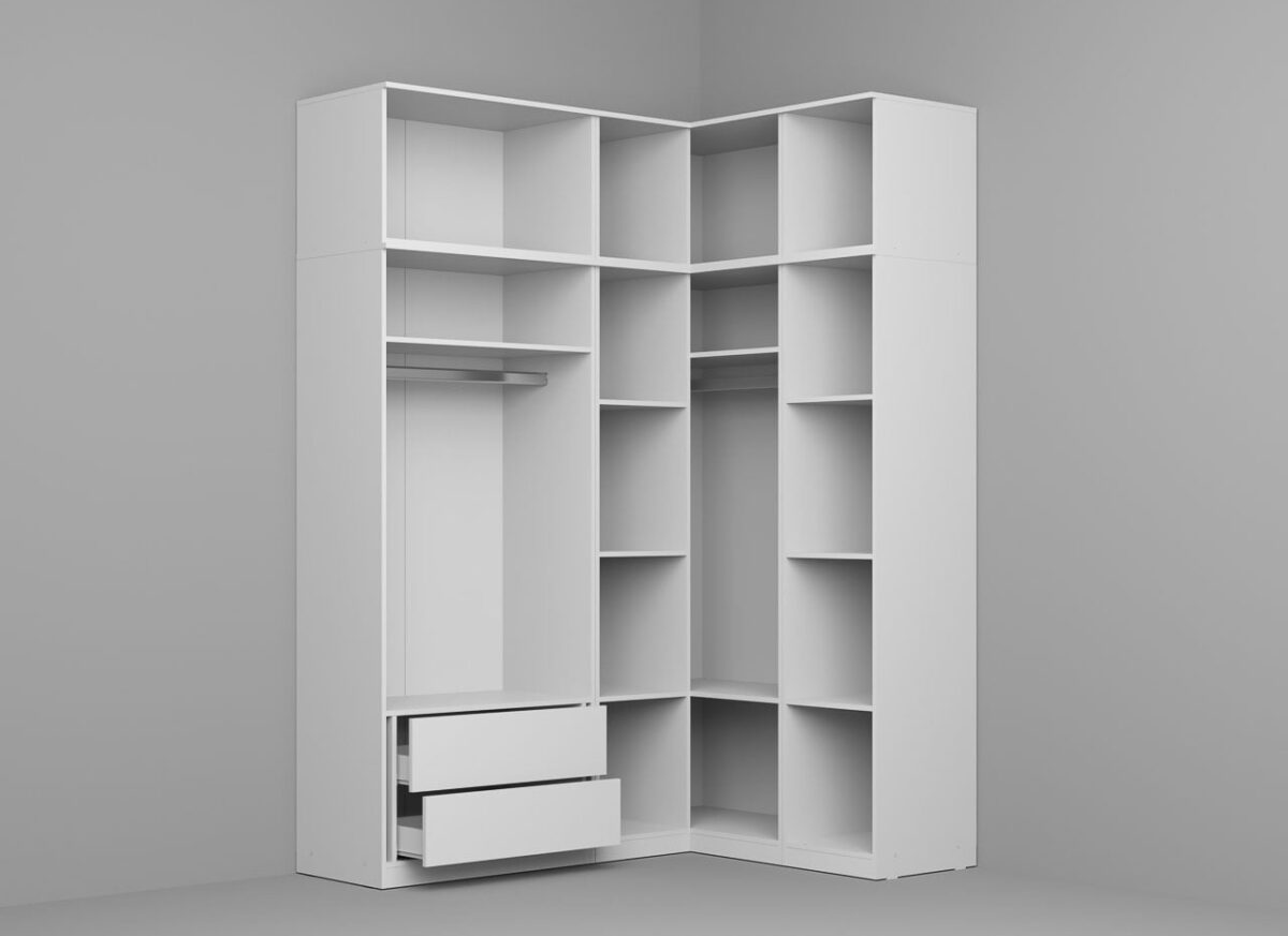 Dressing Dormitor pe colt Alb 169,8/130 cm - C23