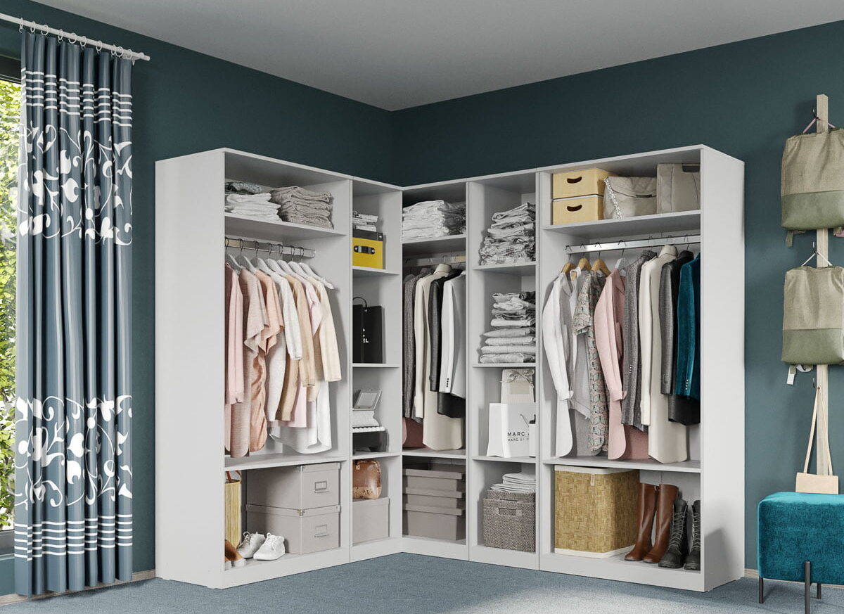 Dressing Dormitor pe colt Alb 169,8/213 cm - C25.1